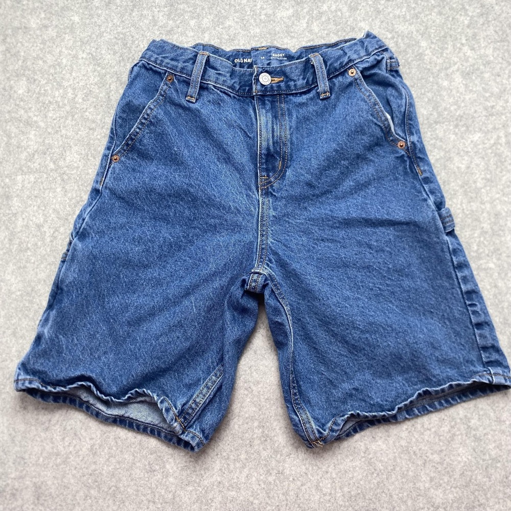 Old Navy Boys Baggy Cargo Denim Shorts Blue Size 14 Relaxed Fit 150770-14